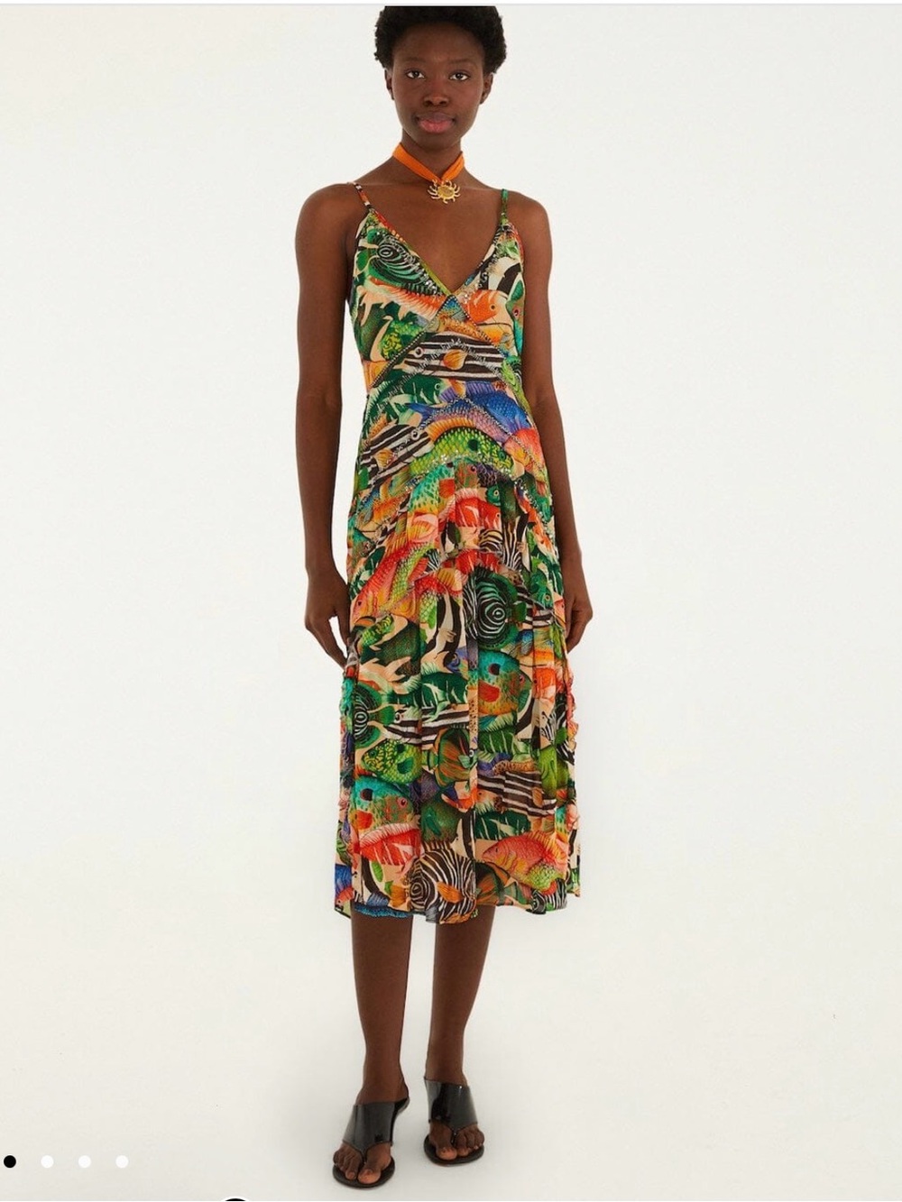FARM Rio Multicolor Tropical Fish-Print Midi Dress